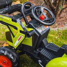Дитячий трактор на педалях з причепом, переднім та заднім ковшами Falk 1010W CLAAS AXOS (колір - зелений)
